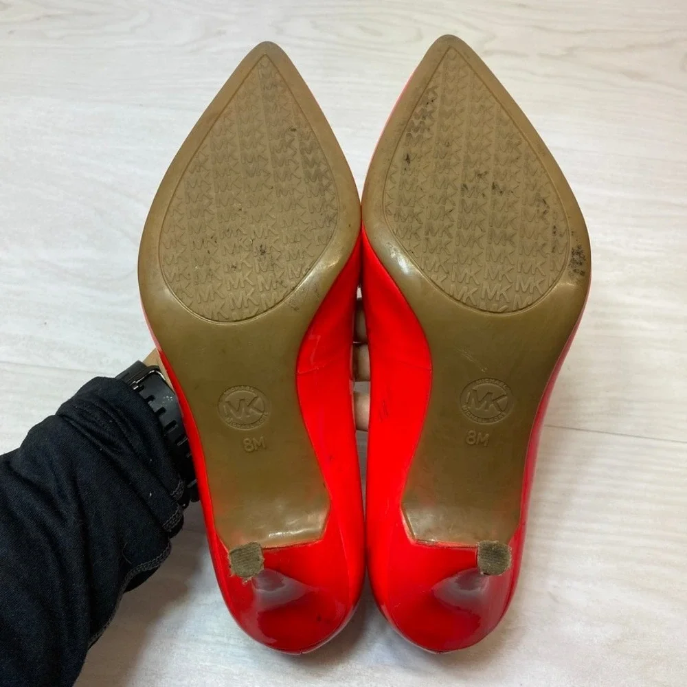 Michael Kors Womens 8M Dorothy Pump Pointed Toe Red Patent Leather Stiletto Heel